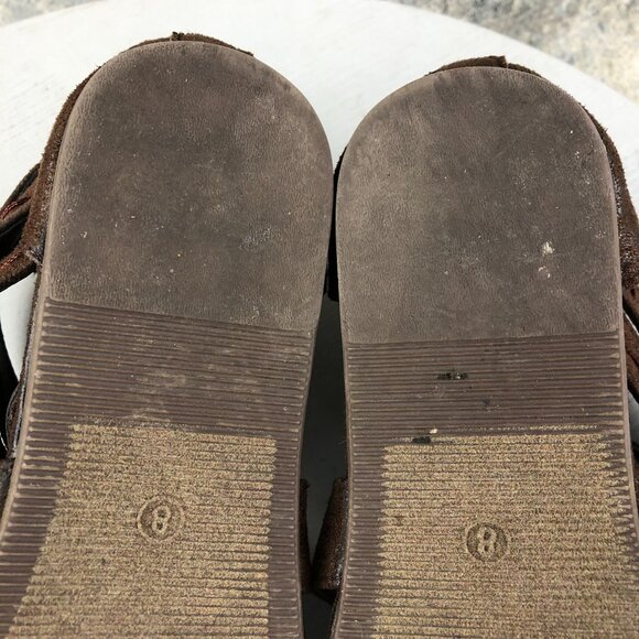 Corkys Women's Size 8 Terrance Brown Faux Suede Open Toe Back Zip Sandals - Picture 11 of 15